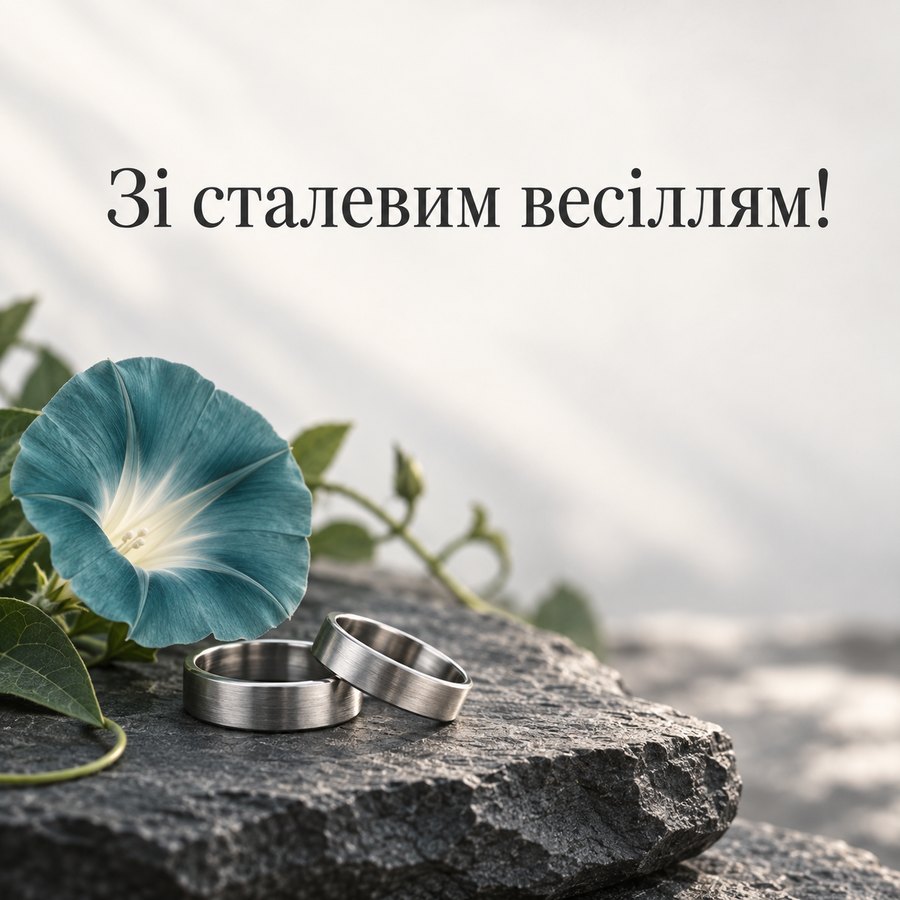 Листівка «Зі сталевим весіллям!» на 11 років весілля