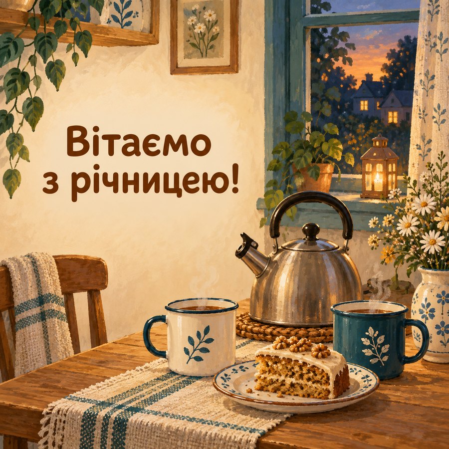 Листівка «Вітаємо з річницею!» на 11 років весілля