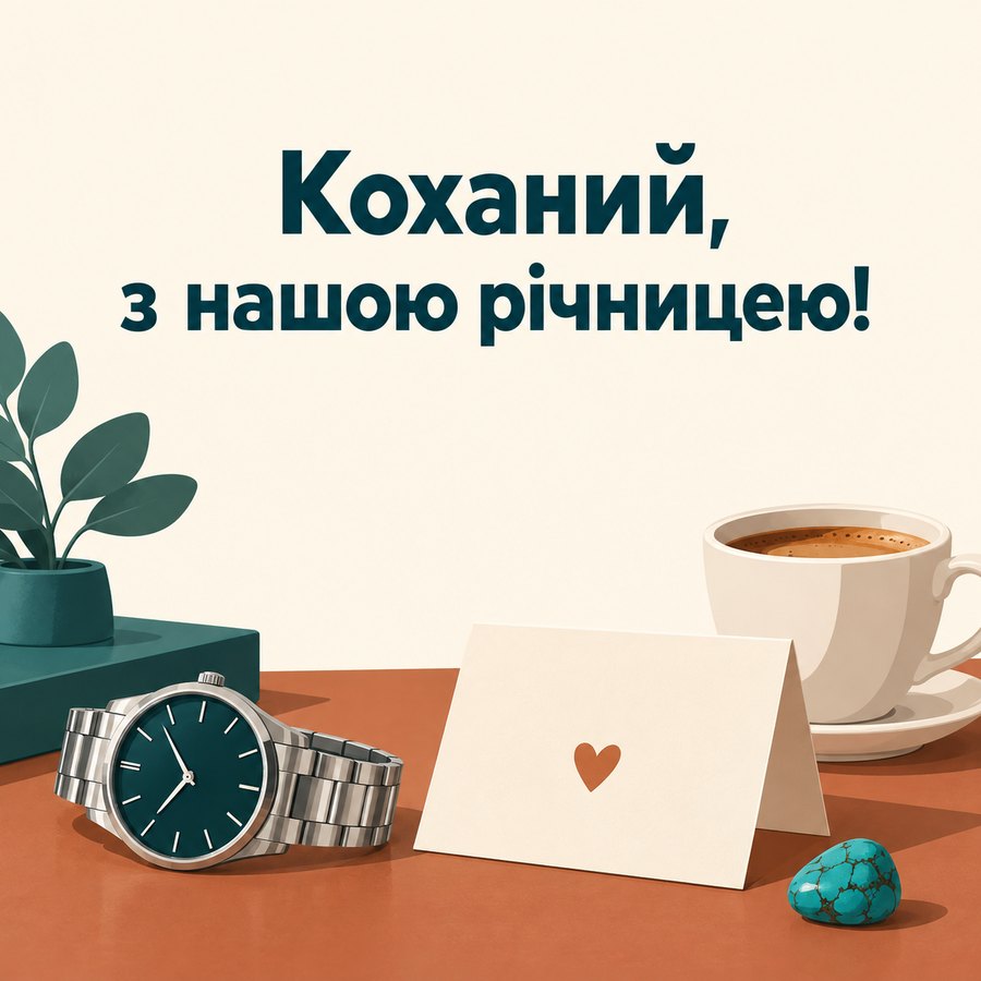 Листівка «Коханий, з нашою річницею!» на 11 років весілля