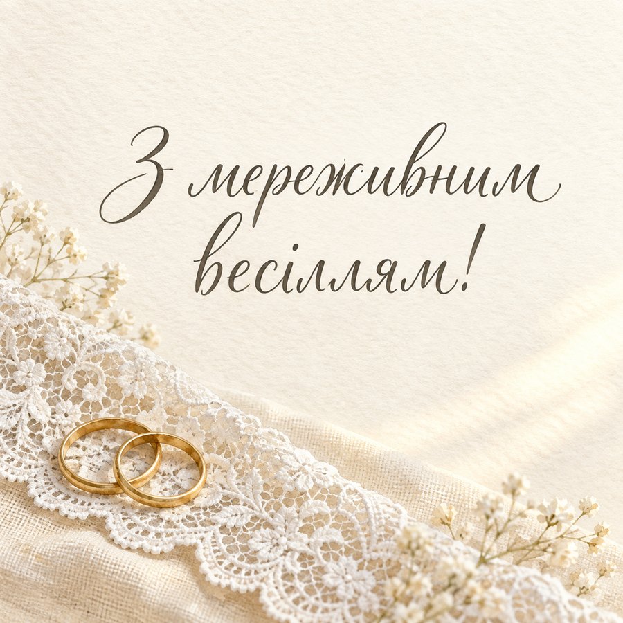 Листівка «З мереживним весіллям!» на 13 років весілля