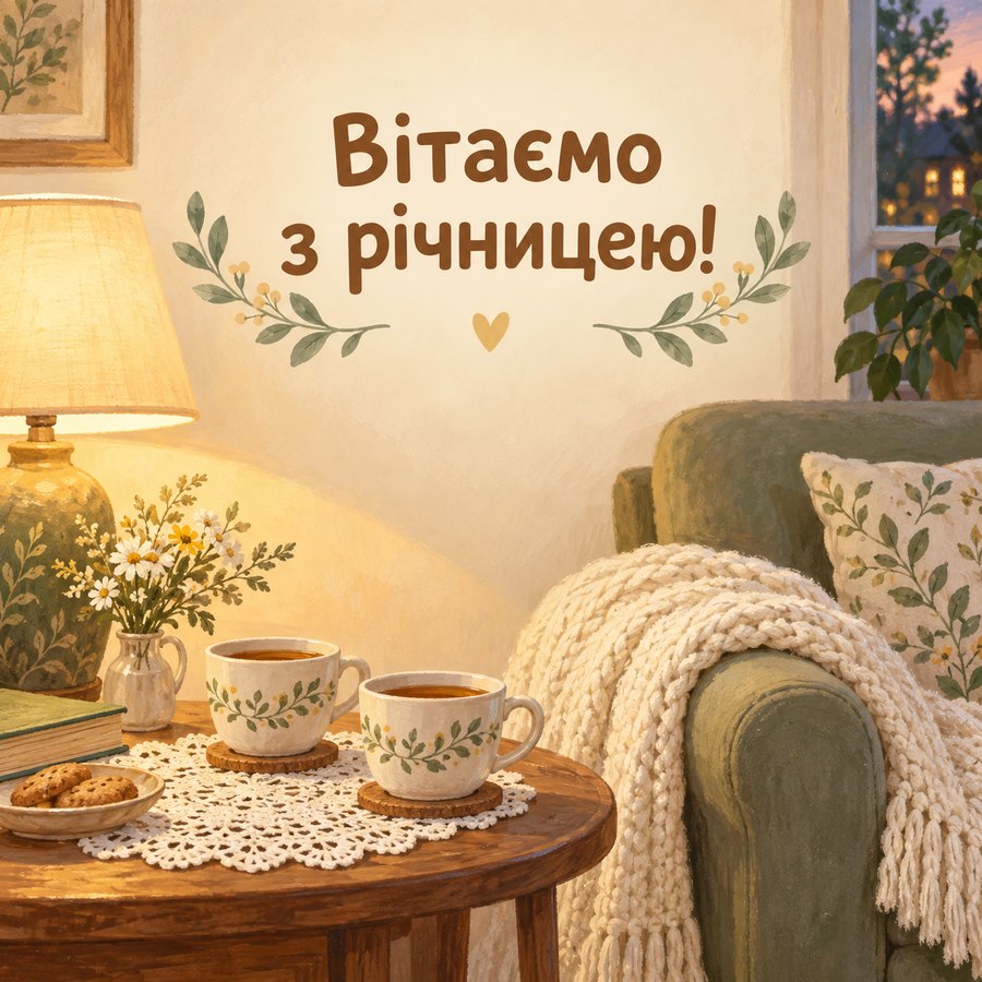 Листівка «Вітаємо з річницею!» на 13 років весілля