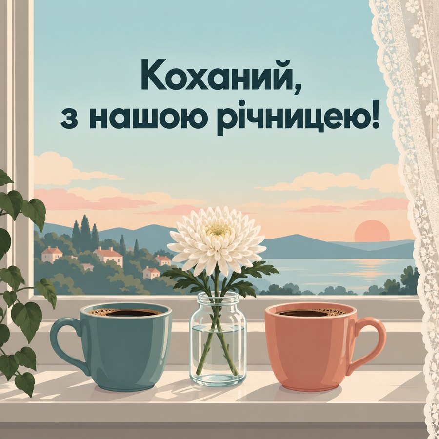 Листівка «Коханий, з нашою річницею!» на 13 років весілля