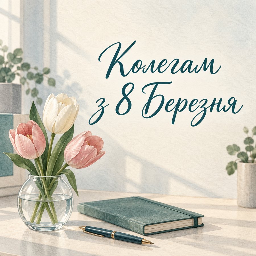 Листівка «Колегам з 8 Березня» з 8 березня для колег