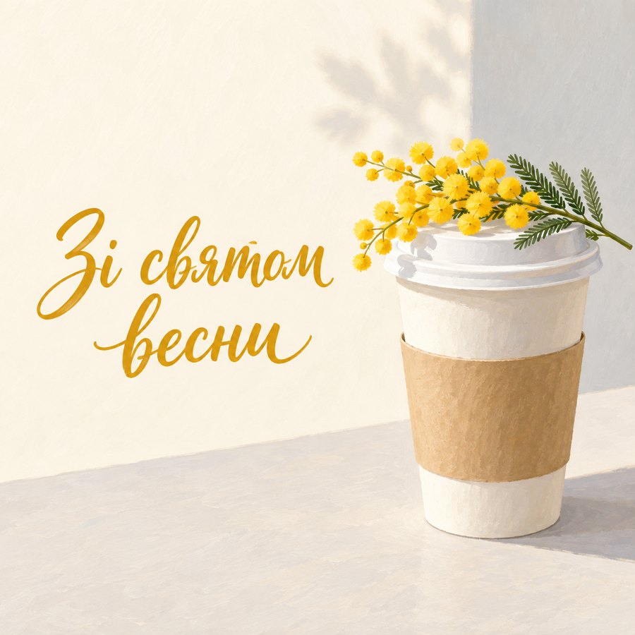 Листівка «Зі святом весни» з 8 березня для колег