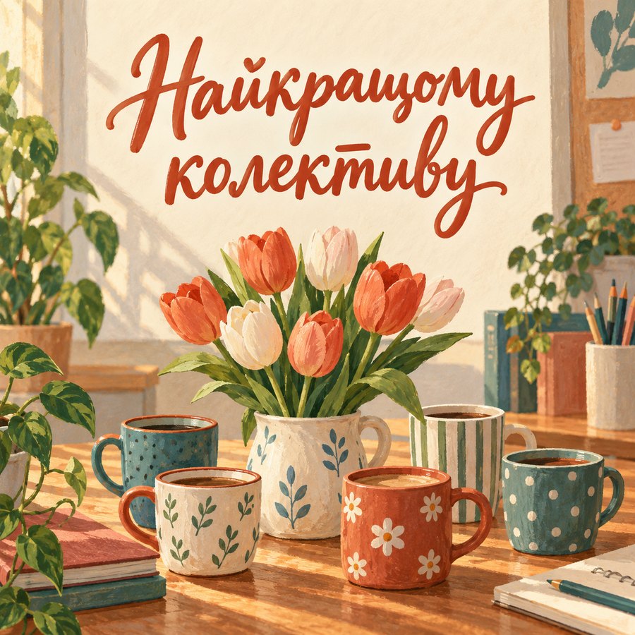 Листівка «Найкращому колективу» з 8 березня для колег