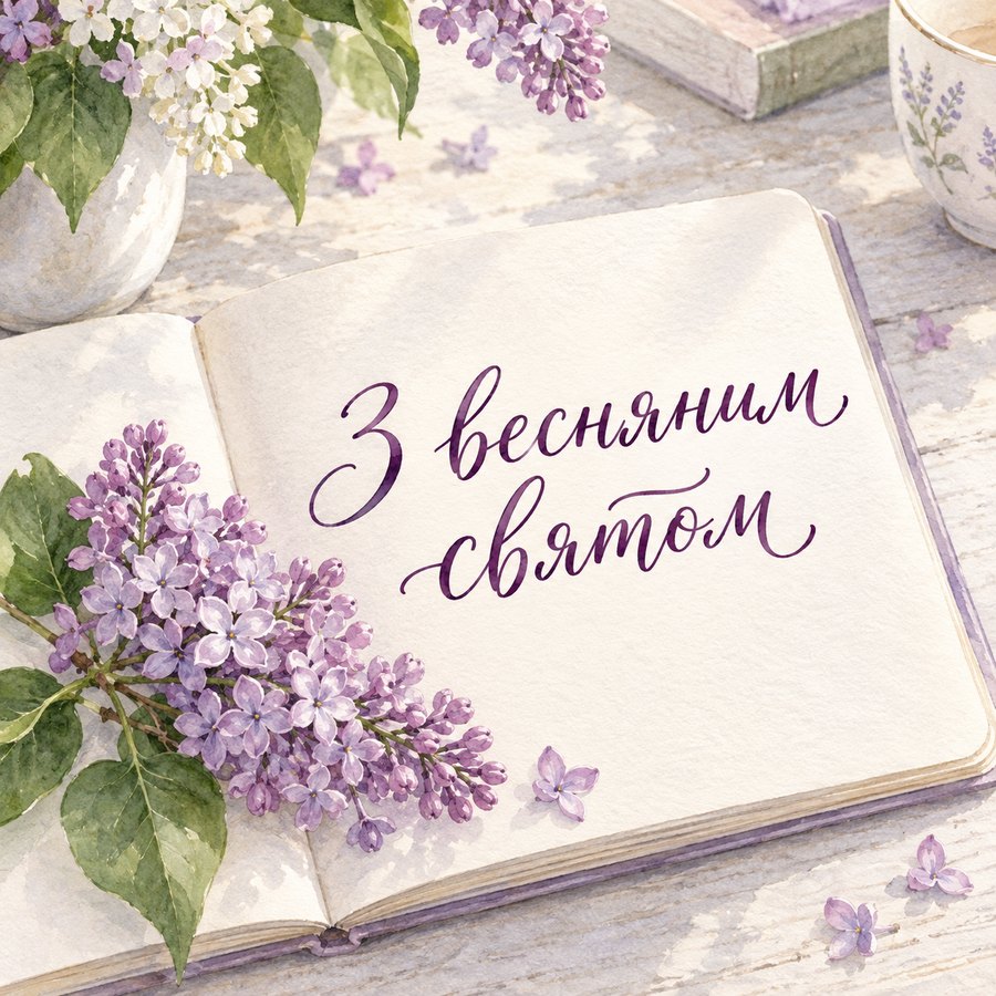 Листівка «З весняним святом» з 8 березня для колег
