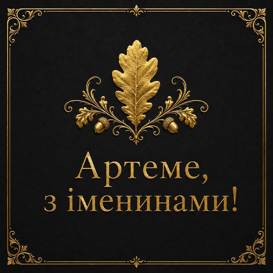 Листівка «Артеме, з іменинами!» до дня ангела