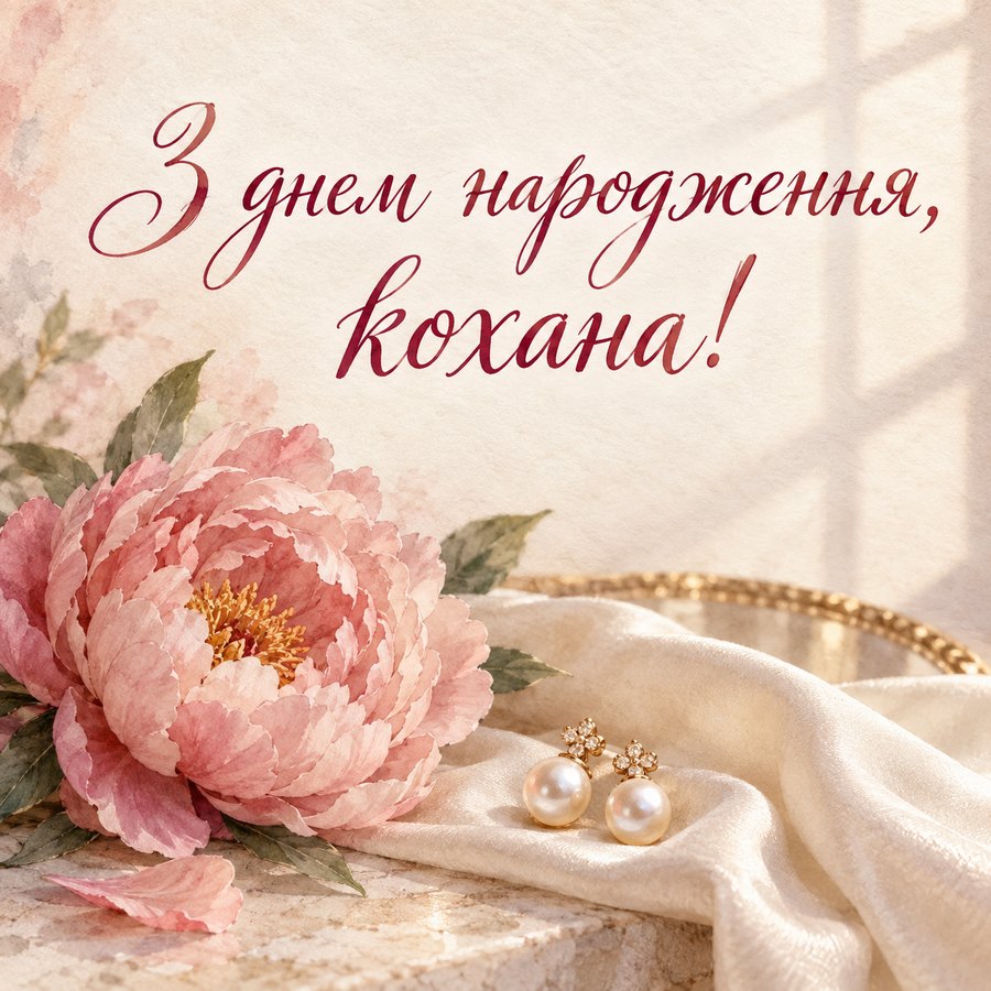 Листівка «З днем народження, кохана!» з днем народження дружині
