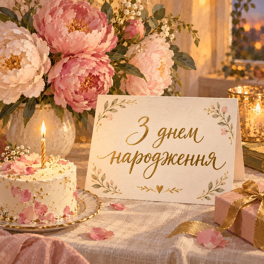 Листівка «З днем народження» з днем народження дружині