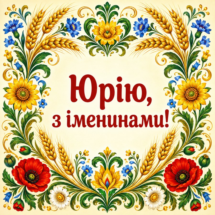 Листівка «Юрію, з іменинами!» до дня ангела