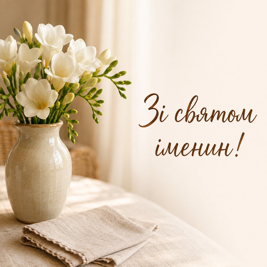 Листівка «Зі святом іменин!» до дня ангела