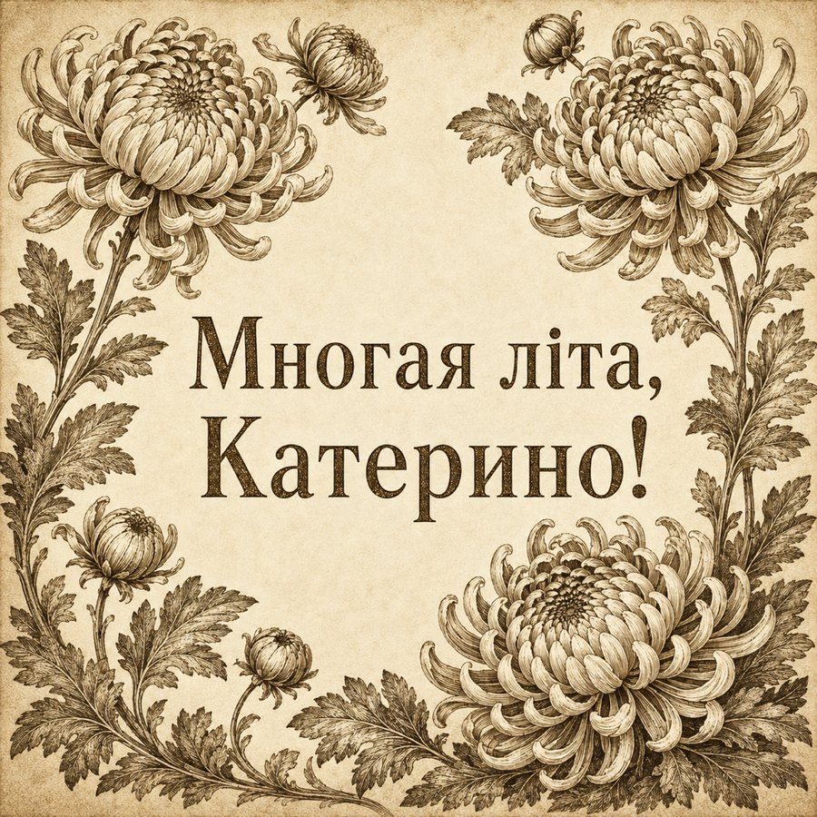 Листівка «Многая літа, Катерино!» до дня ангела