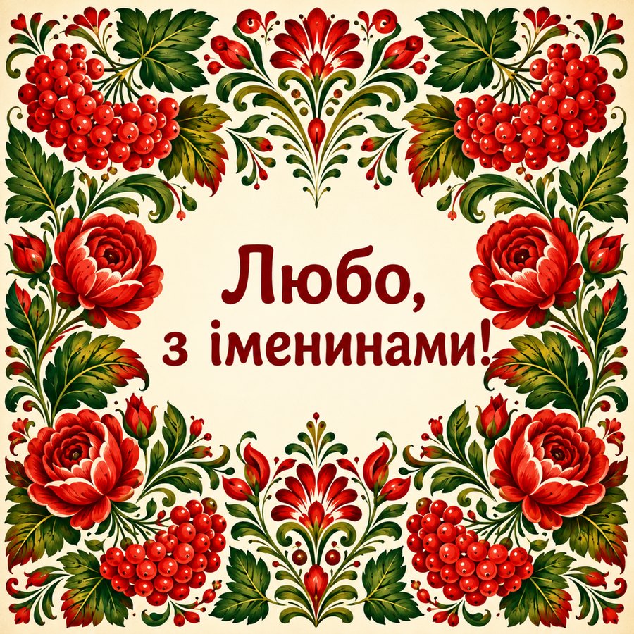 Листівка «Любо, з іменинами!» до дня ангела