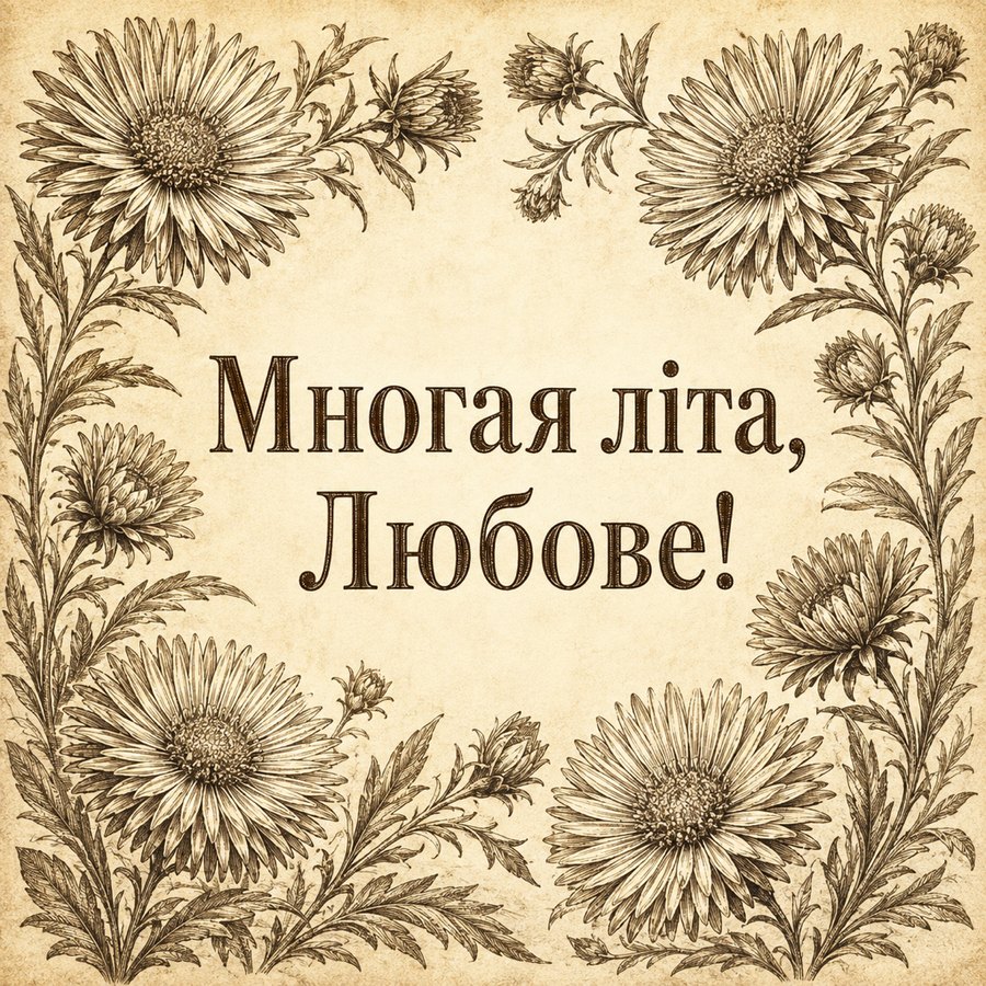 Листівка «Многая літа, Любове!» до дня ангела