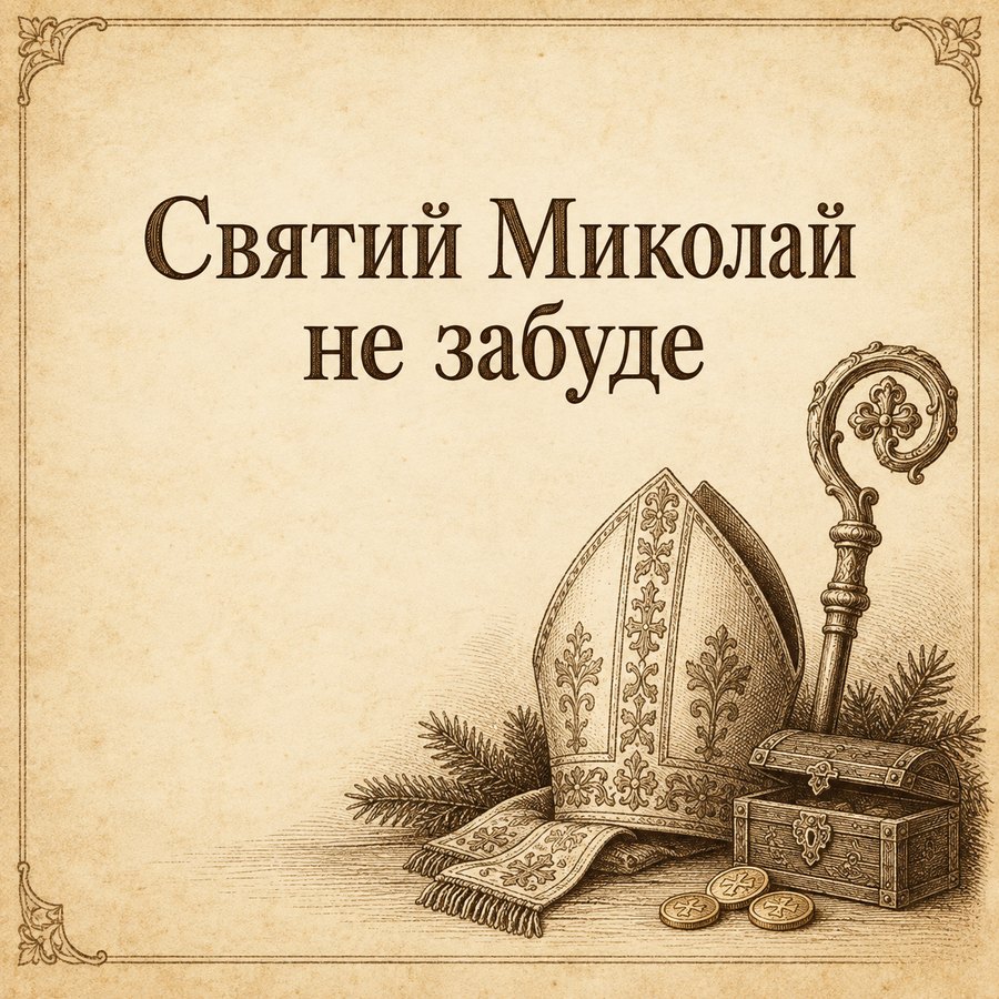 Листівка «Святий Миколай не забуде» до Дня святого Миколая
