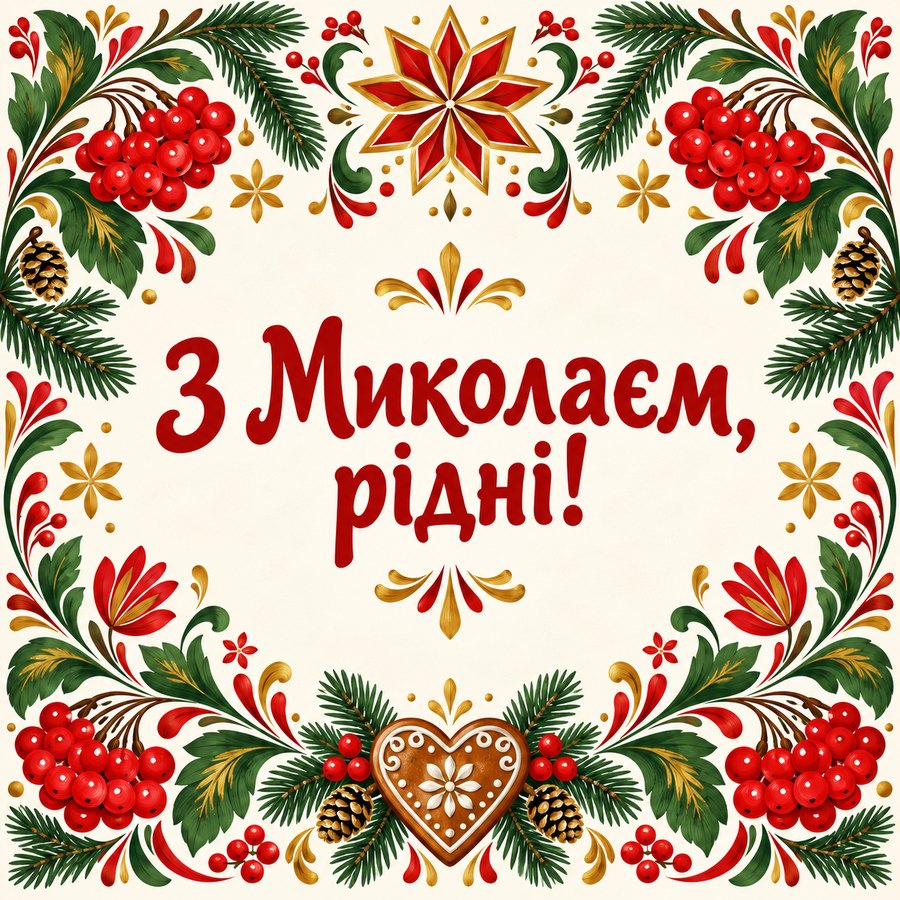 Листівка «З Миколаєм, рідні!» до Дня святого Миколая