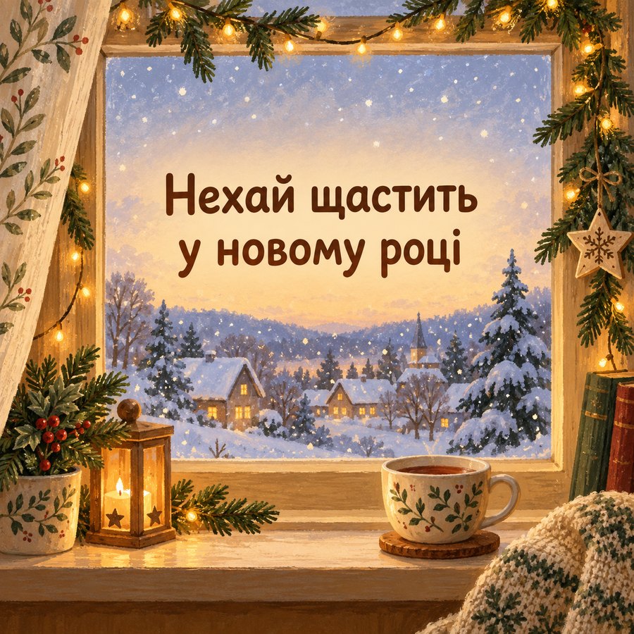 Листівка «Нехай щастить у новому році» з Новим роком