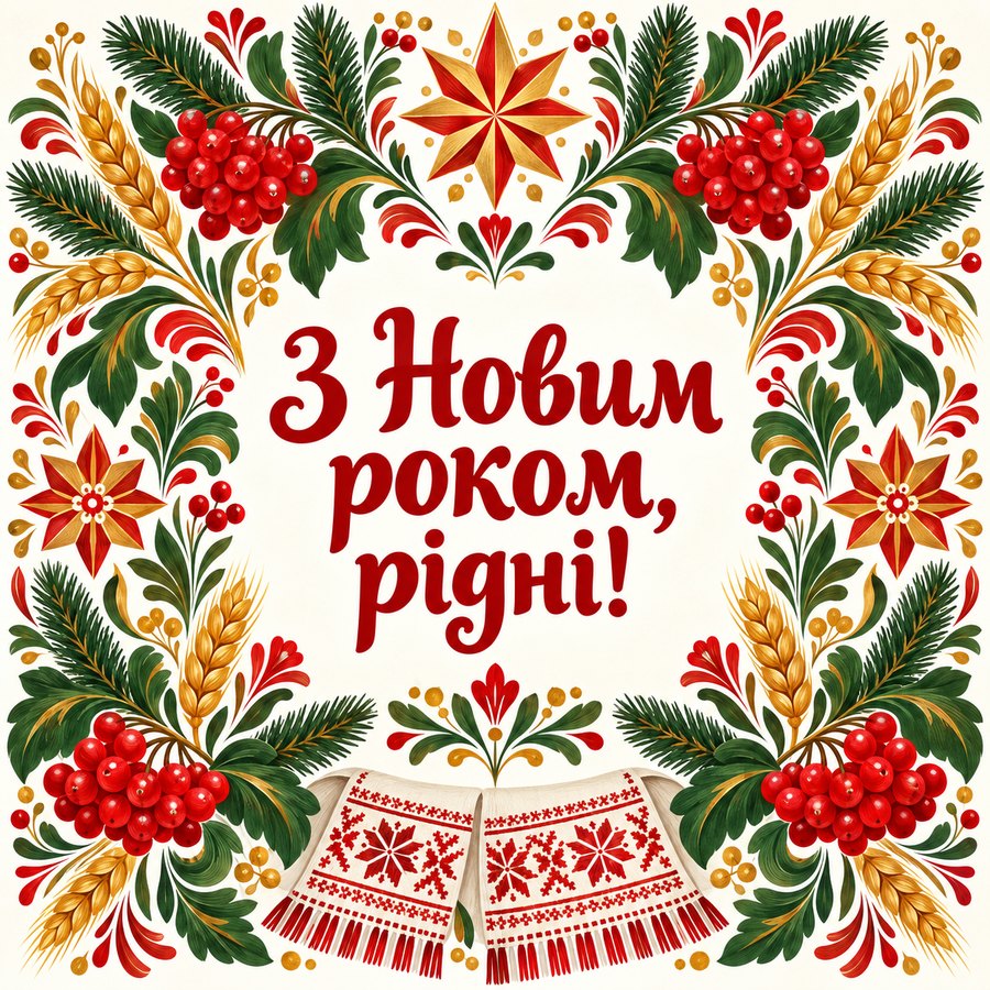 Листівка «З Новим роком, рідні!» з Новим роком