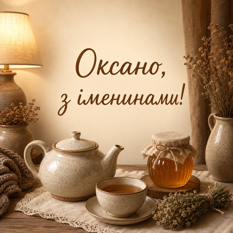 Листівка «Оксано, з іменинами!» до дня ангела