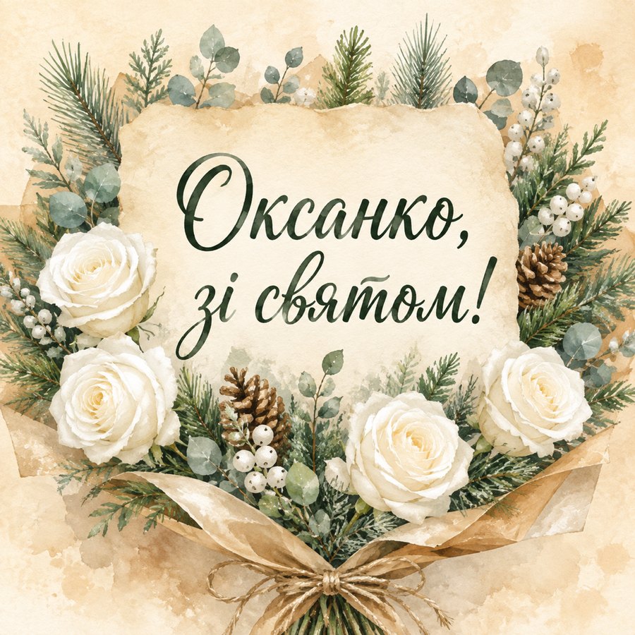 Листівка «Оксанко, зі святом!» до дня ангела