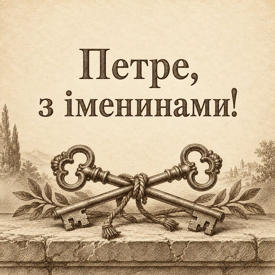 Листівка «Петре, з іменинами!» до дня ангела