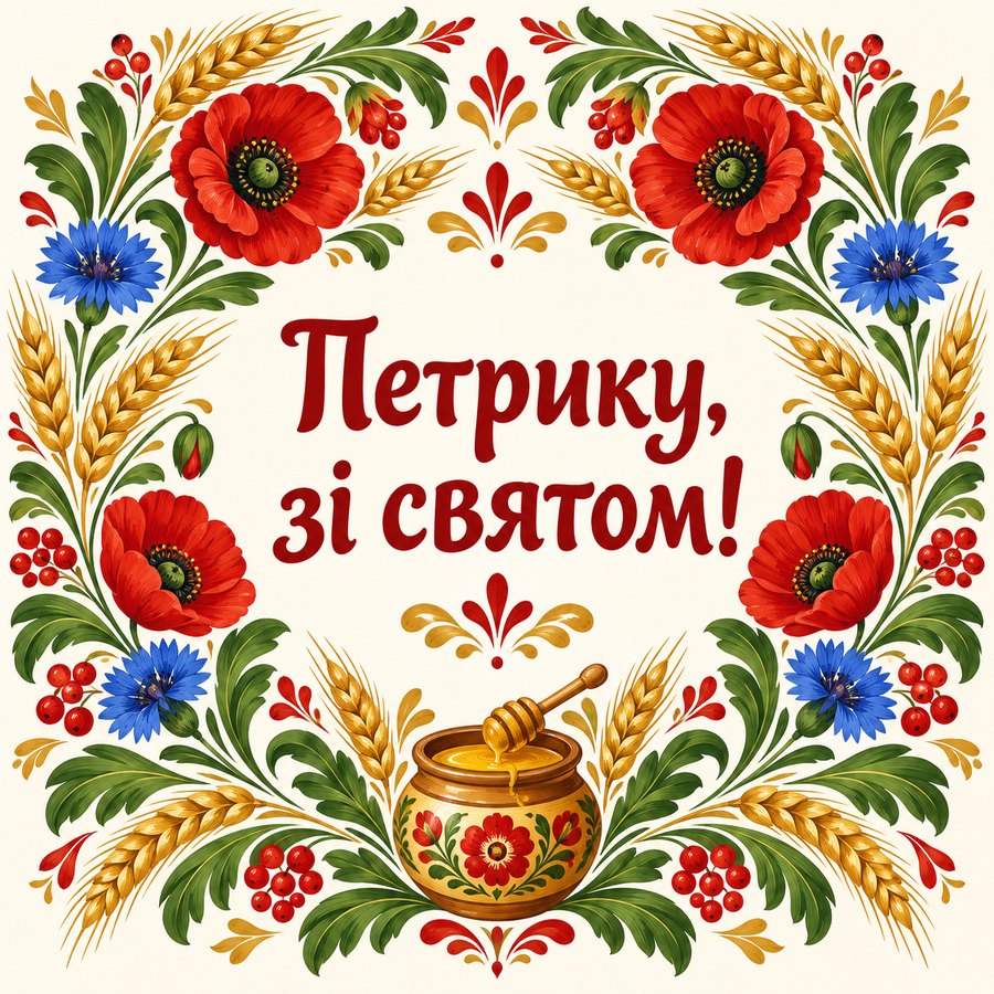 Листівка «Петрику, зі святом!» до дня ангела