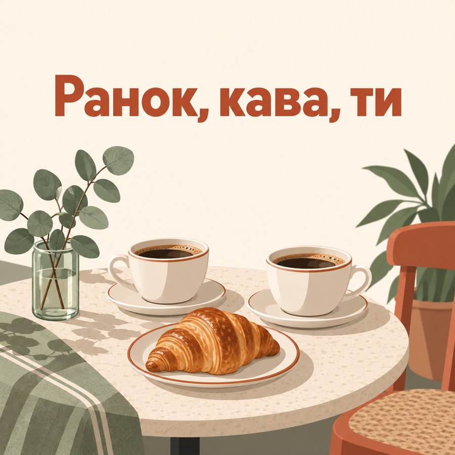 Листівка «Ранок, кава, ти» коханому