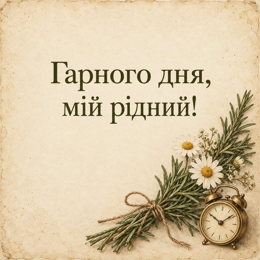 Листівка «Гарного дня, мій рідний!» коханому