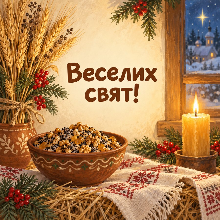 Листівка «Веселих свят!» з Різдвом Христовим