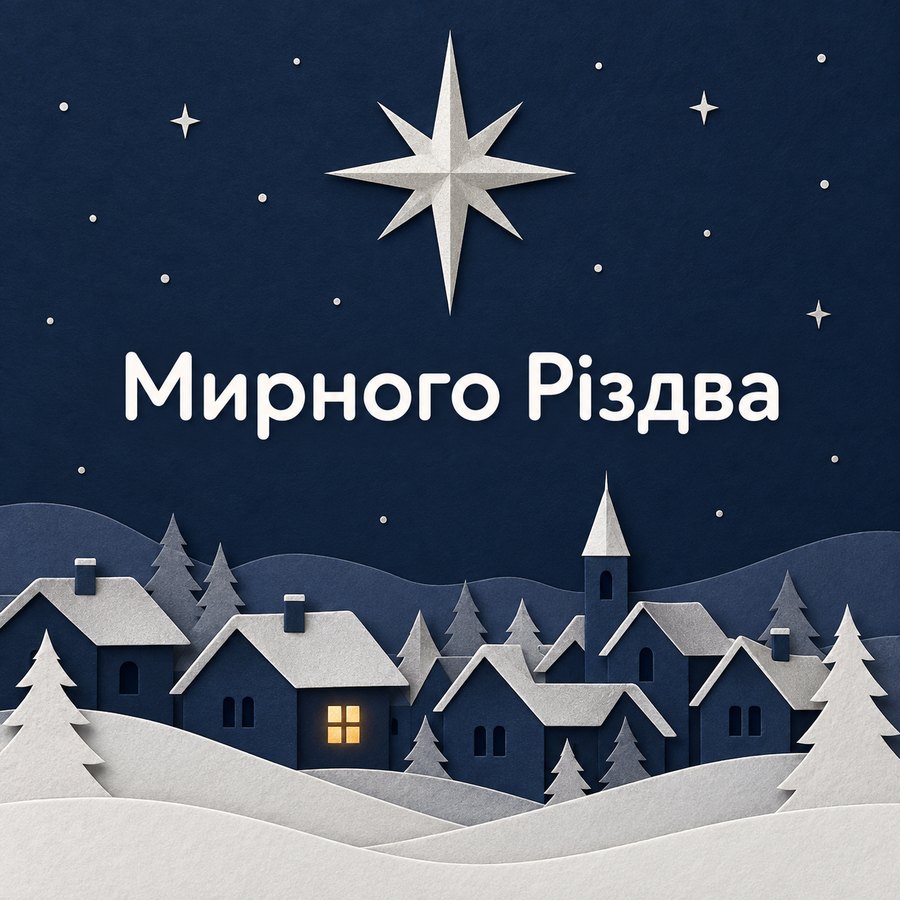 Листівка «Мирного Різдва» з Різдвом Христовим