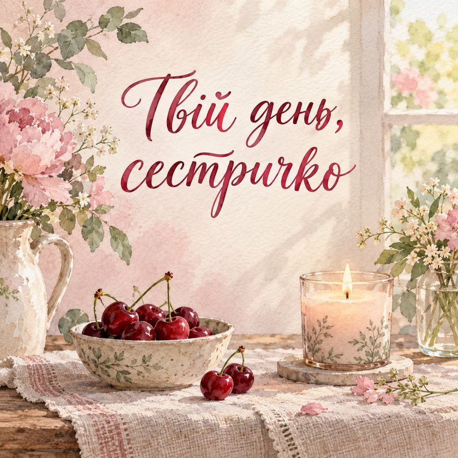 Листівка «Твій день, сестричко» з днем народження сестрі