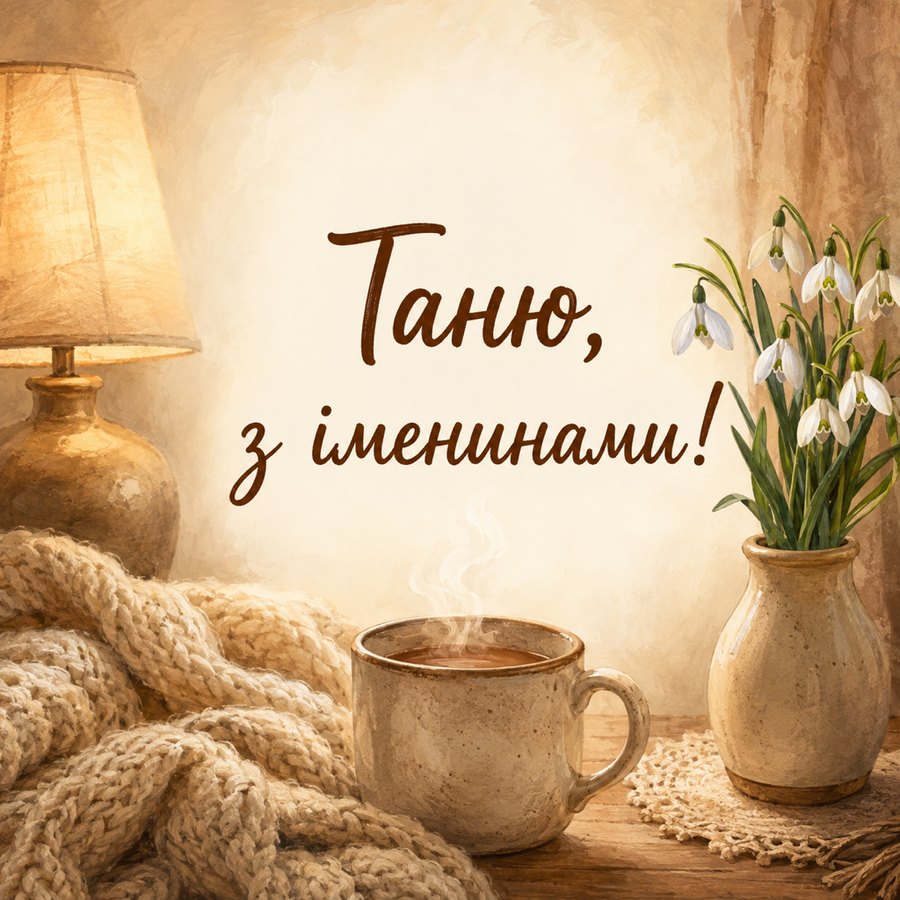 Листівка «Таню, з іменинами!» до дня ангела