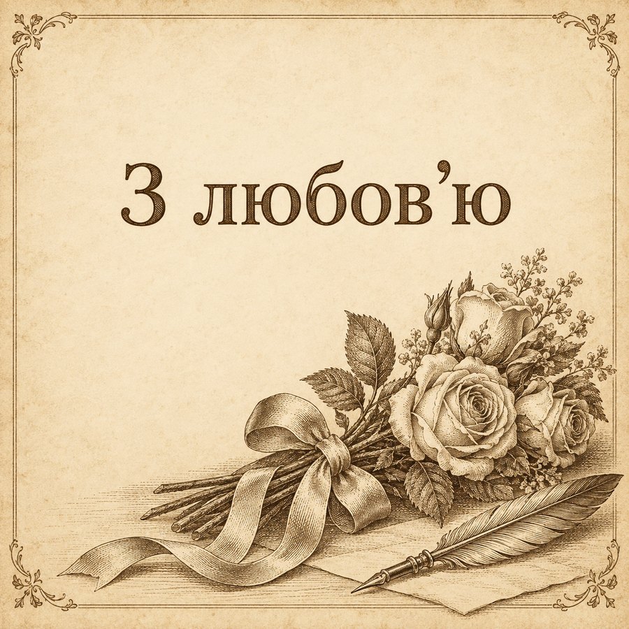 Листівка «З любовʼю» з Днем святого Валентина