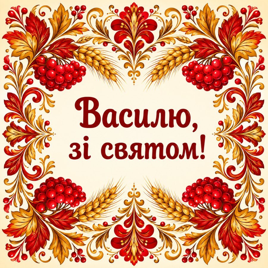 Листівка «Василю, зі святом!» до дня ангела