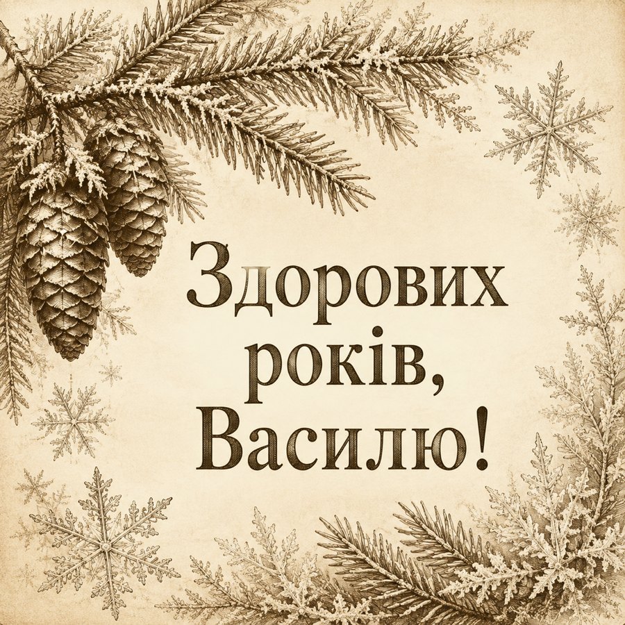 Листівка «Здорових років, Василю!» до дня ангела