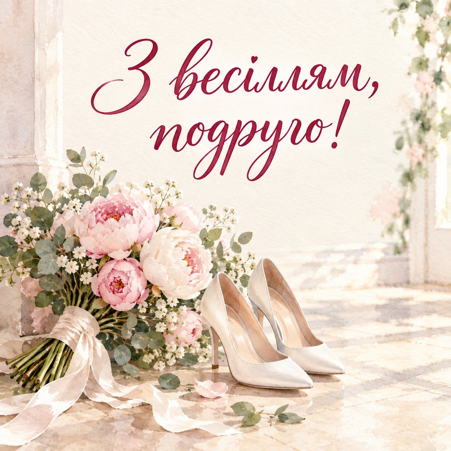 Листівка «З весіллям, подруго!» подрузі на весілля