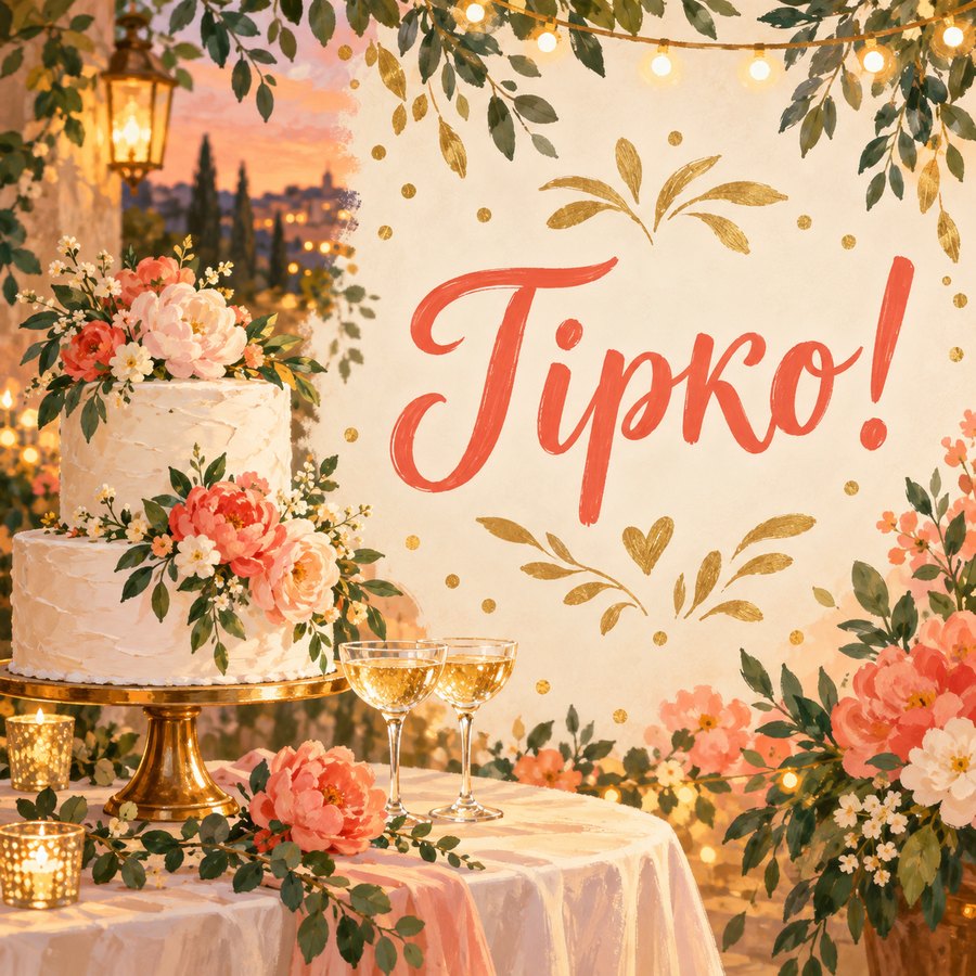 Листівка «Гірко!» подрузі на весілля