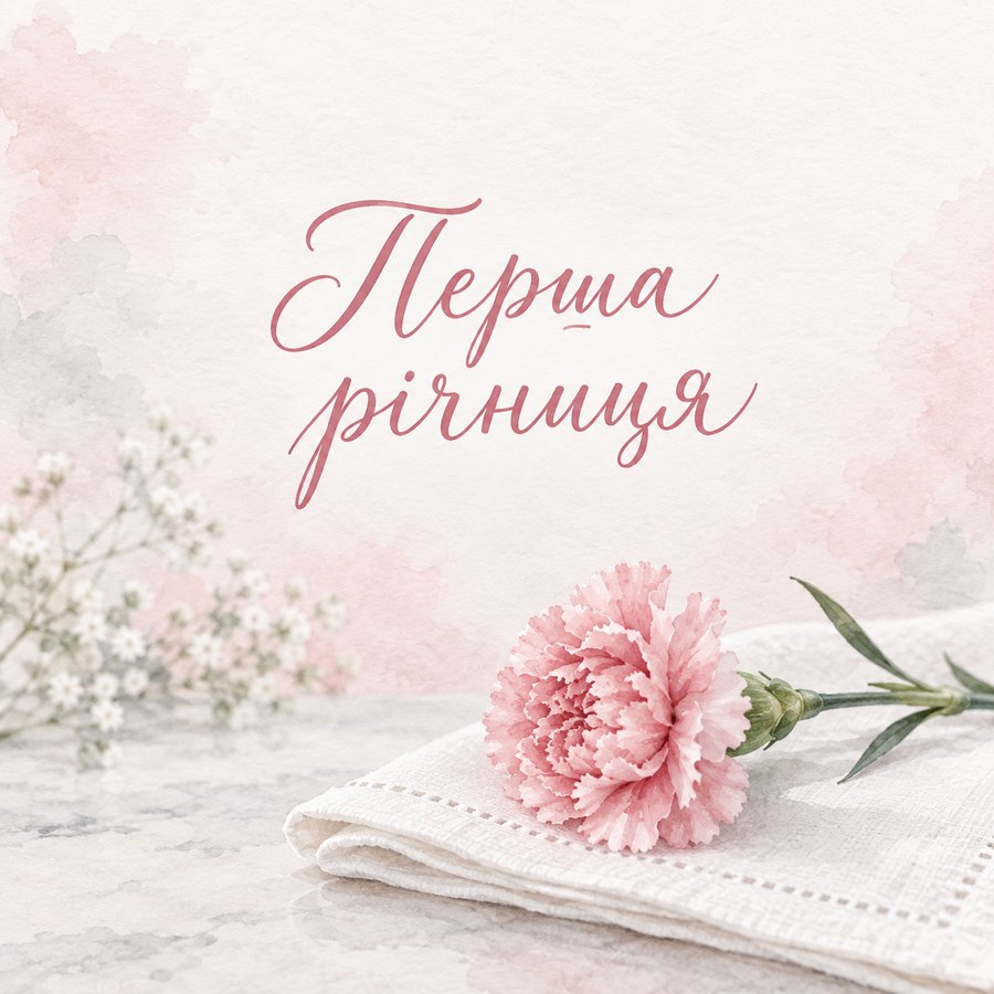 Листівка «Перша річниця» на 1 рік весілля