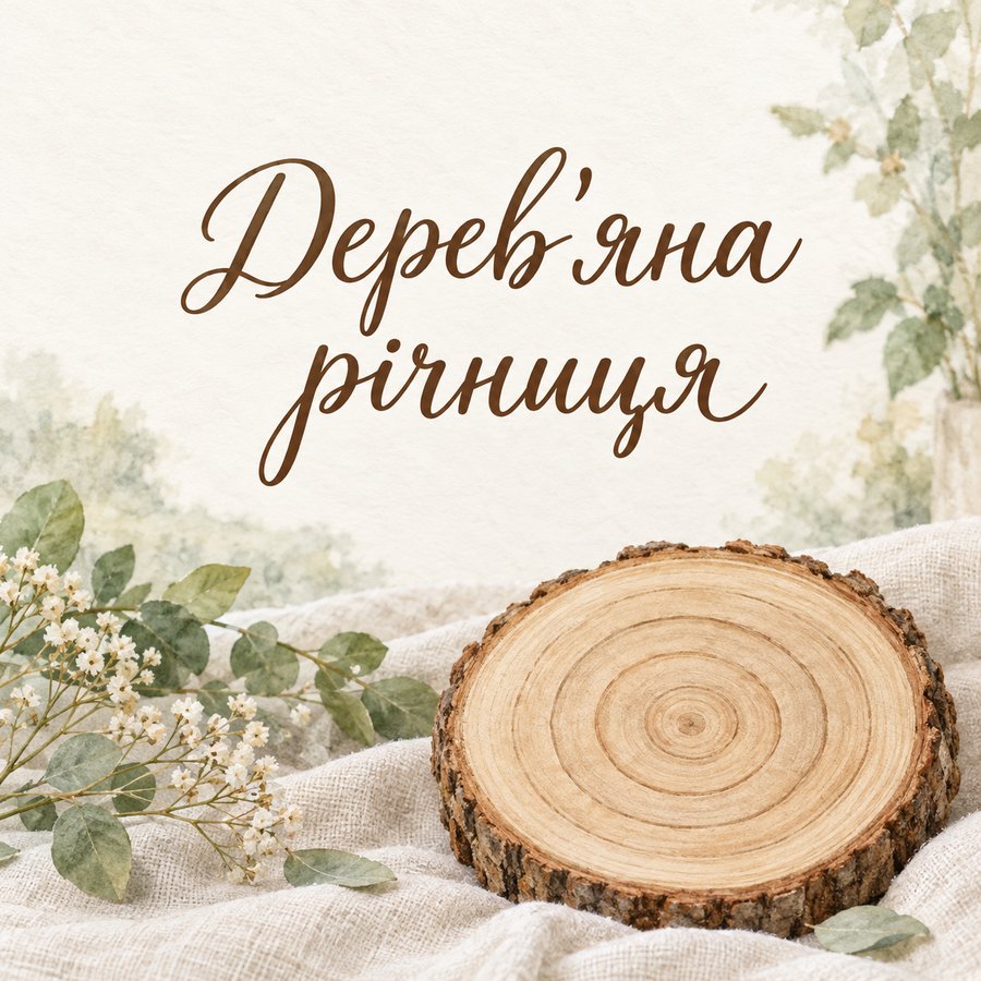 Листівка «Дерев'яна річниця» на 5 ріків весілля