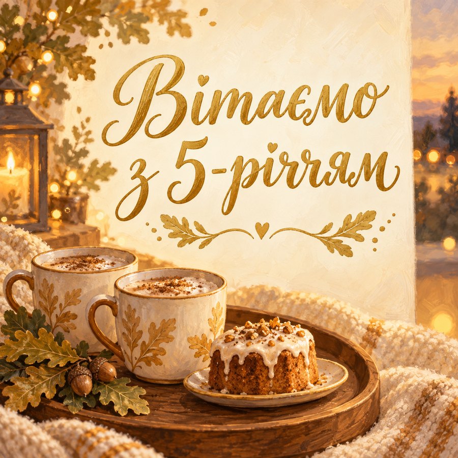 Листівка «Вітаємо з 5-річчям» на 5 ріків весілля