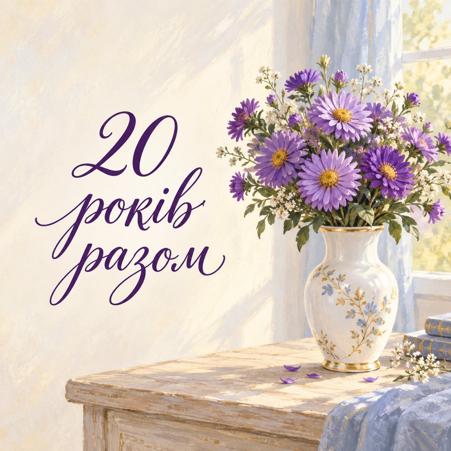 Листівка «20 років разом» на 20 років весілля