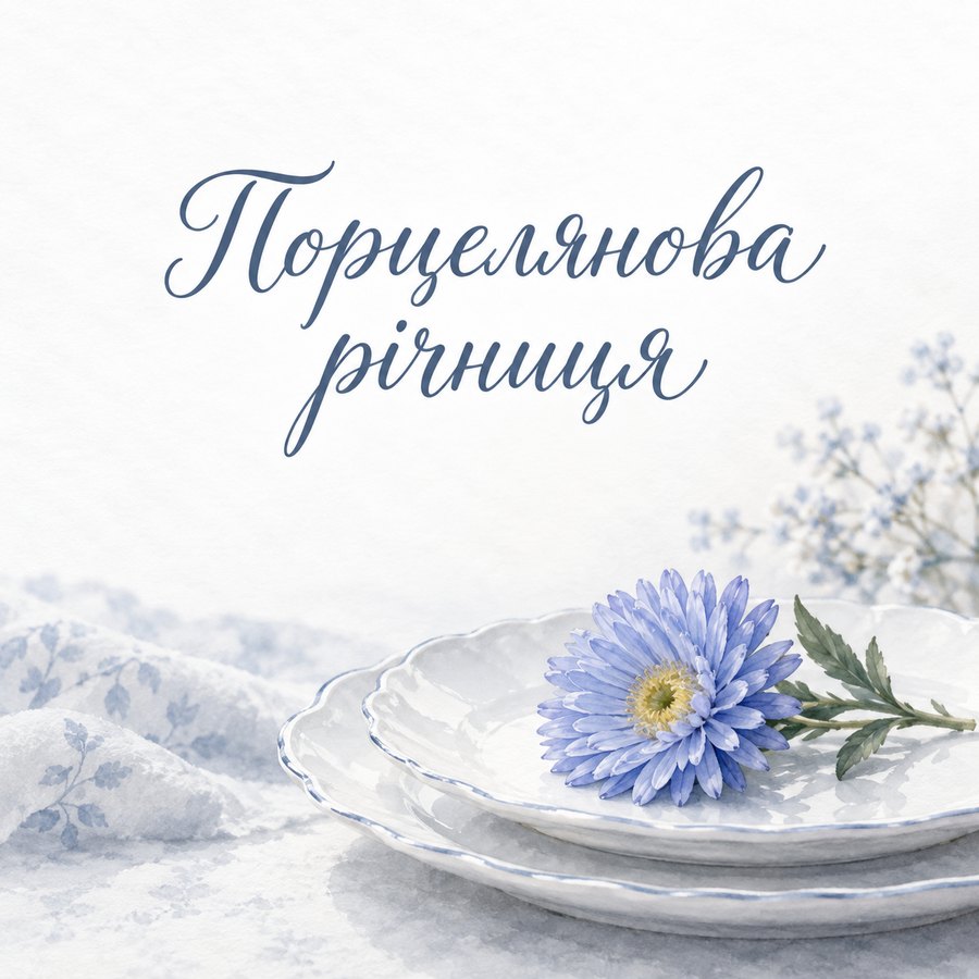 Листівка «Порцелянова річниця» на 20 років весілля