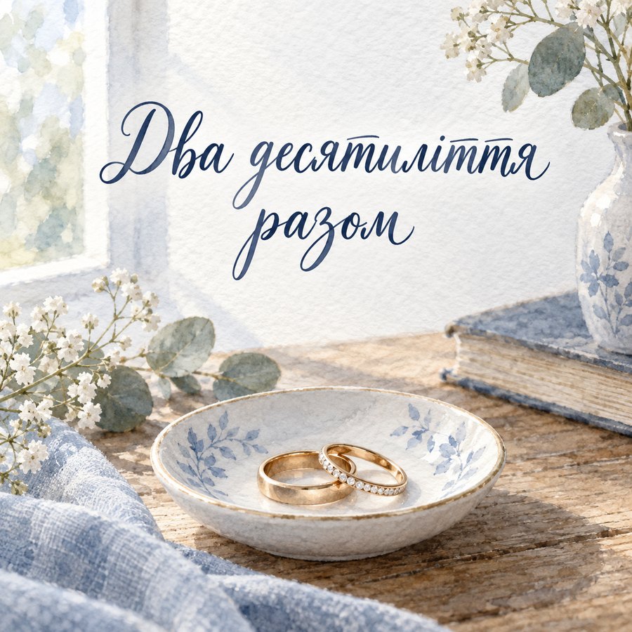 Листівка «Два десятиліття разом» на 20 років весілля