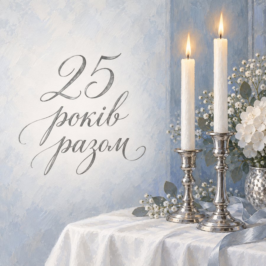 Листівка «25 років разом» на 25 років весілля