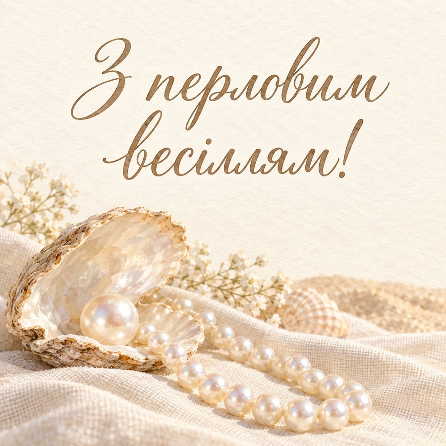 Листівка «З перловим весіллям!» на 30 років весілля