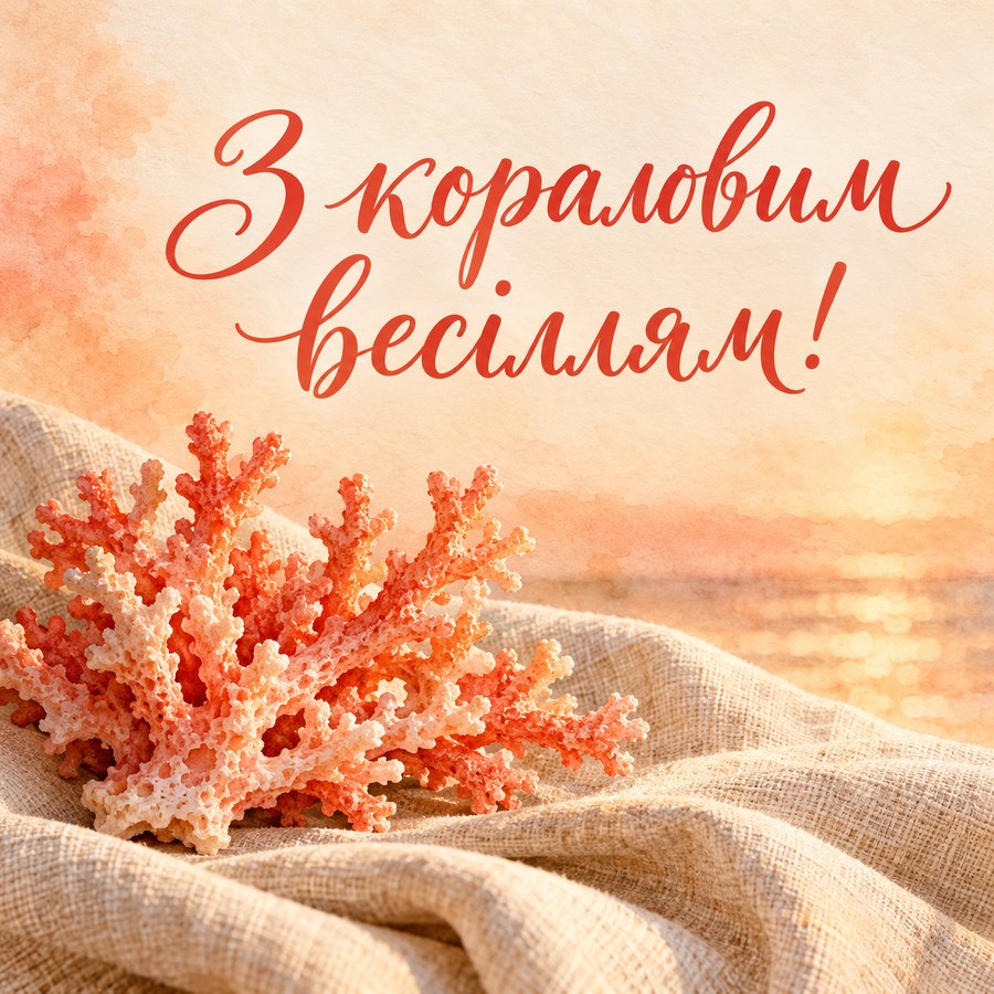 Листівка «З кораловим весіллям!» на 35 років весілля