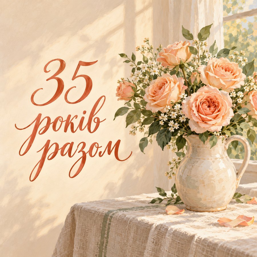 Листівка «35 років разом» на 35 років весілля