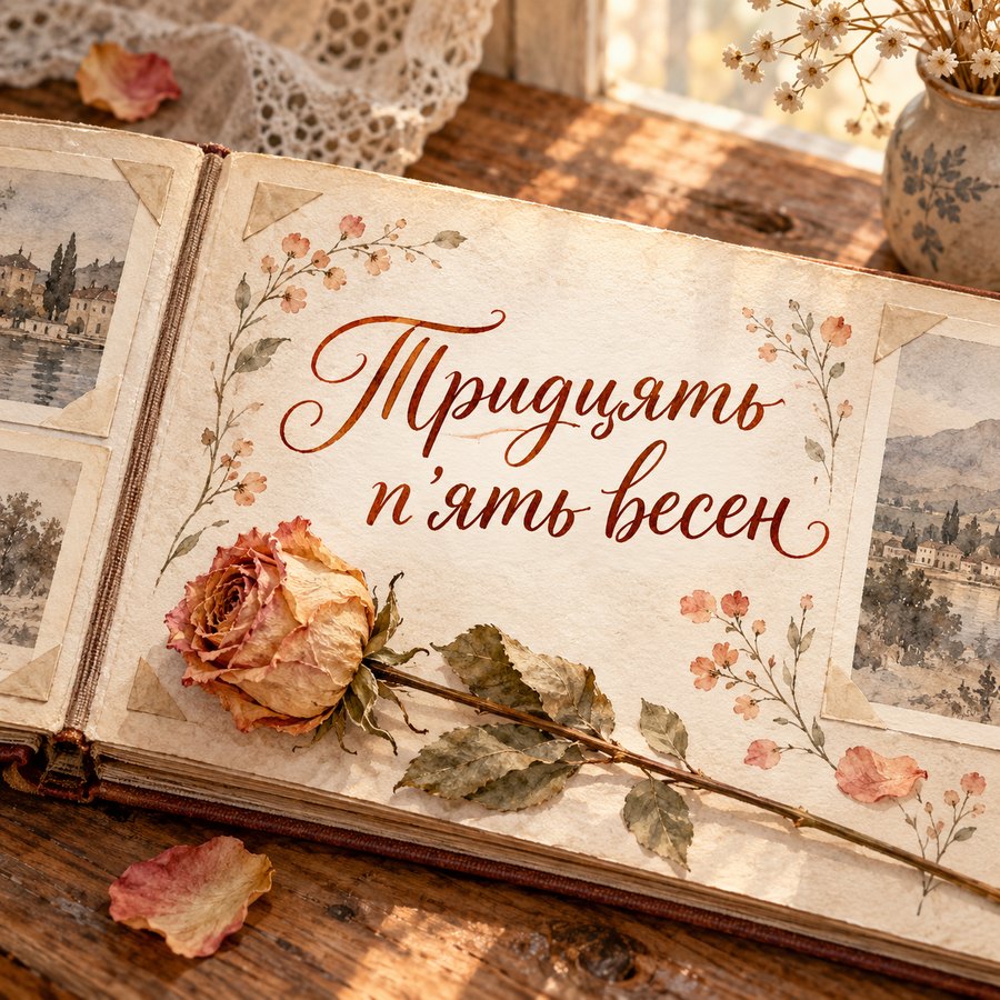Листівка «Тридцять пʼять весен» на 35 років весілля