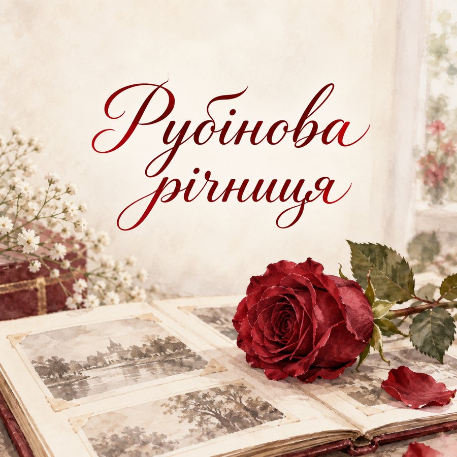 Листівка «Рубінова річниця» на 40 ріків весілля