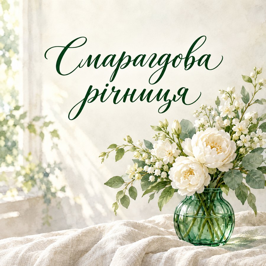 Листівка «Смарагдова річниця» на 55 років весілля
